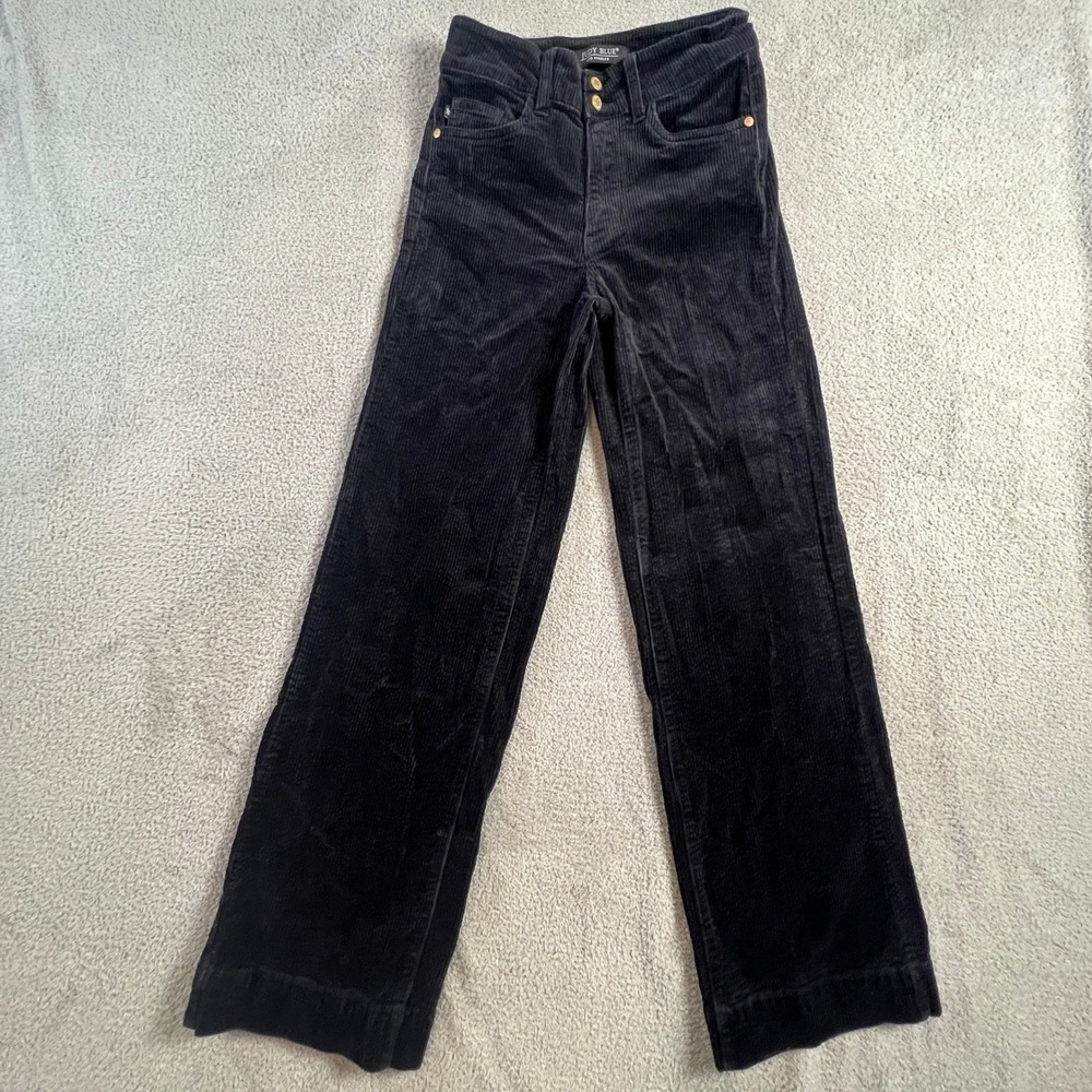 Y2K Judy Blue Corduroy Wide Leg High‎ Rise Pants Women's Black Size 1 Waist 25"